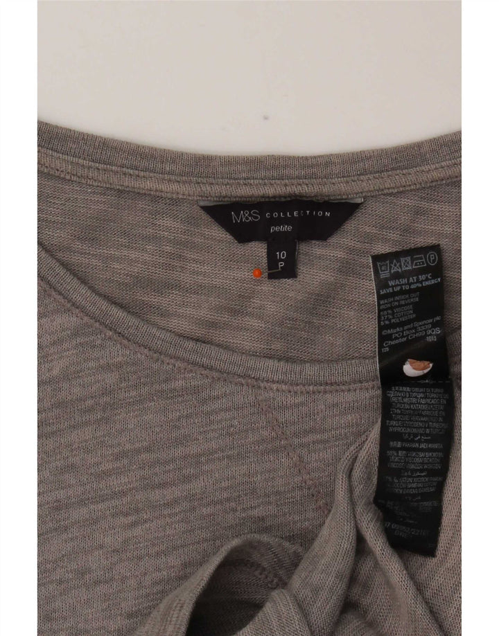 Marks & Spencer Damen-Top, 3/4-Ärmel, UK-Größe 10, Größe S, grau gefleckte Viskose
