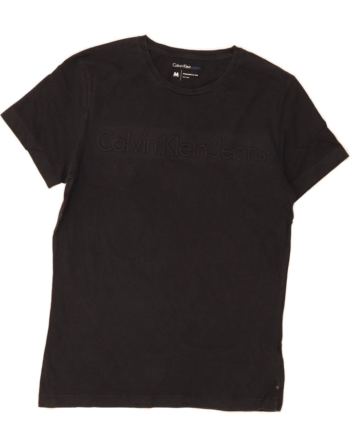 CALVIN KLEIN JEANS Mens Graphic T-Shirt Top Medium Black Cotton Vintage Calvin Klein Jeans and Second-Hand Calvin Klein Jeans from Messina Hembry 