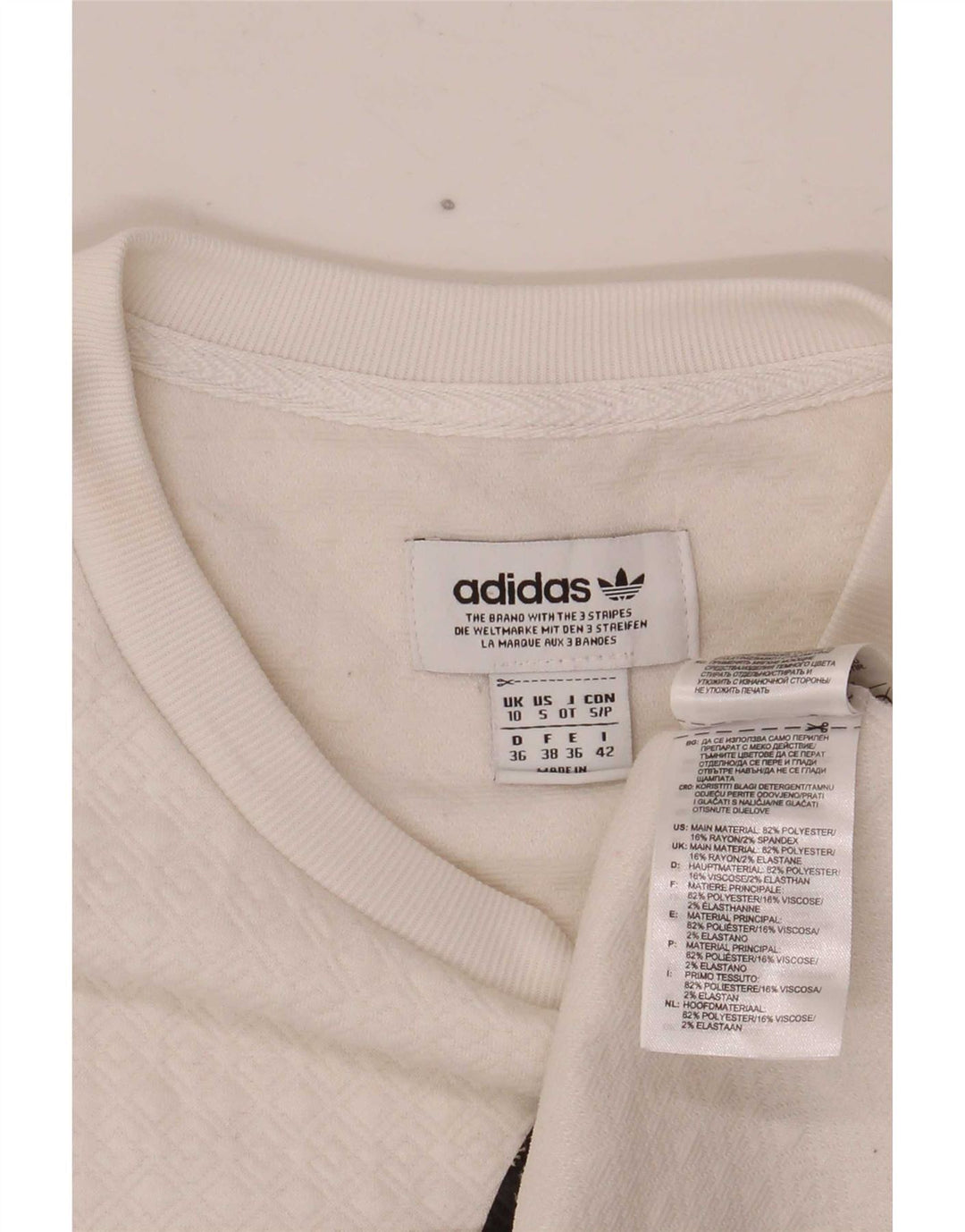 Adidas Damen Crop Oversized Graphic T-Shirt Top UK 10 Small Weiß