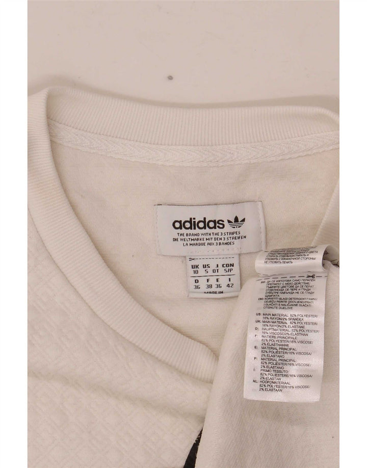 Adidas Damen Crop Oversized Graphic T-Shirt Top UK 10 Small Weiß