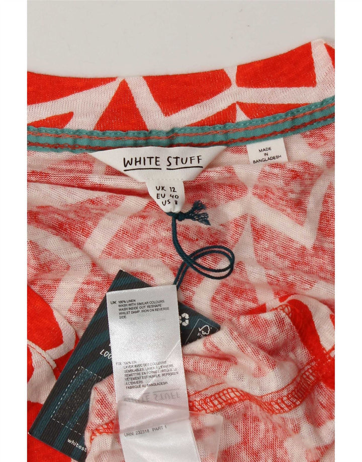 White Stuff Damen-Blusenoberteil UK 12 Mittelrotes geometrisches Leinen
