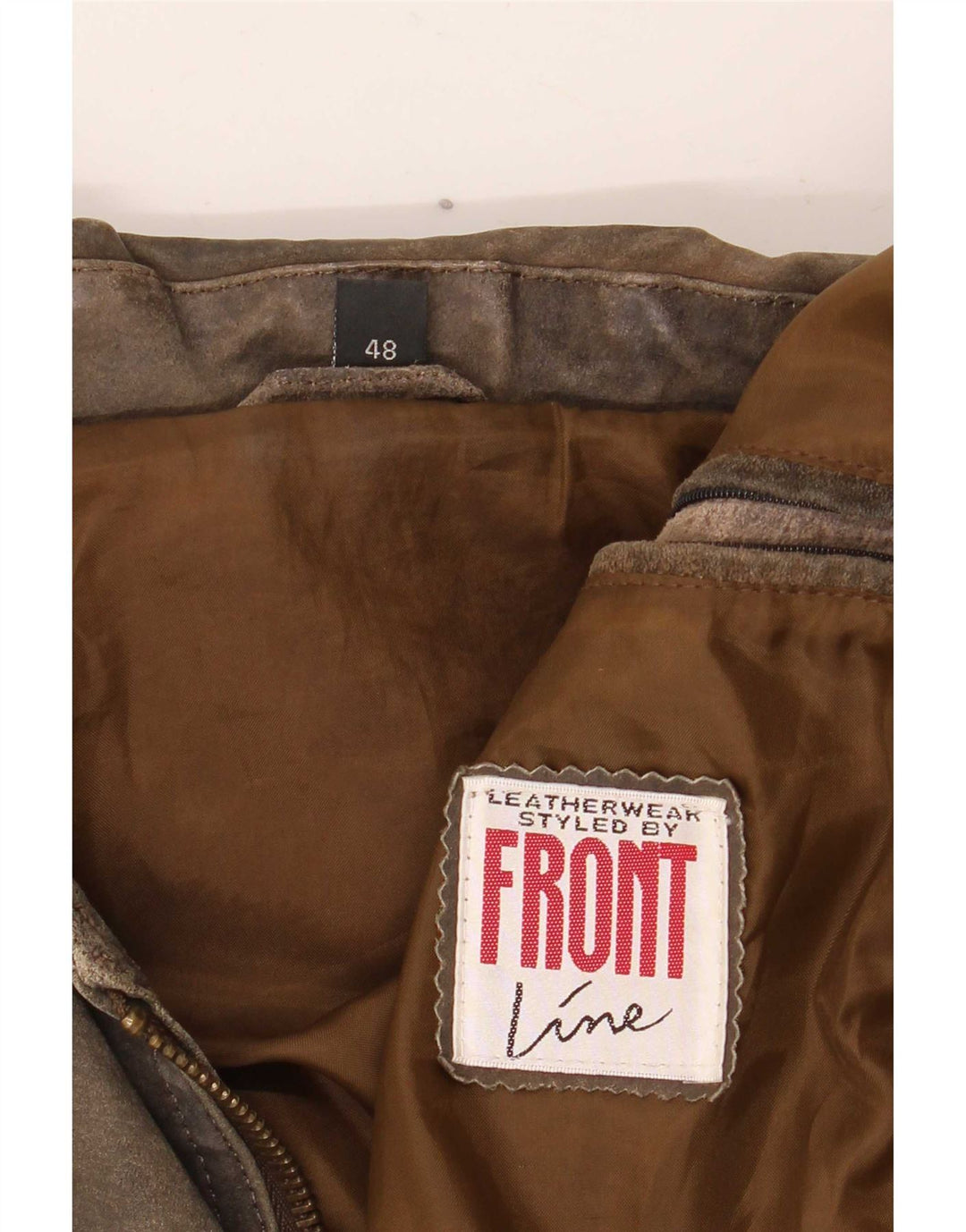 Front Line Herren Lederjacke IT 48 Medium Khaki