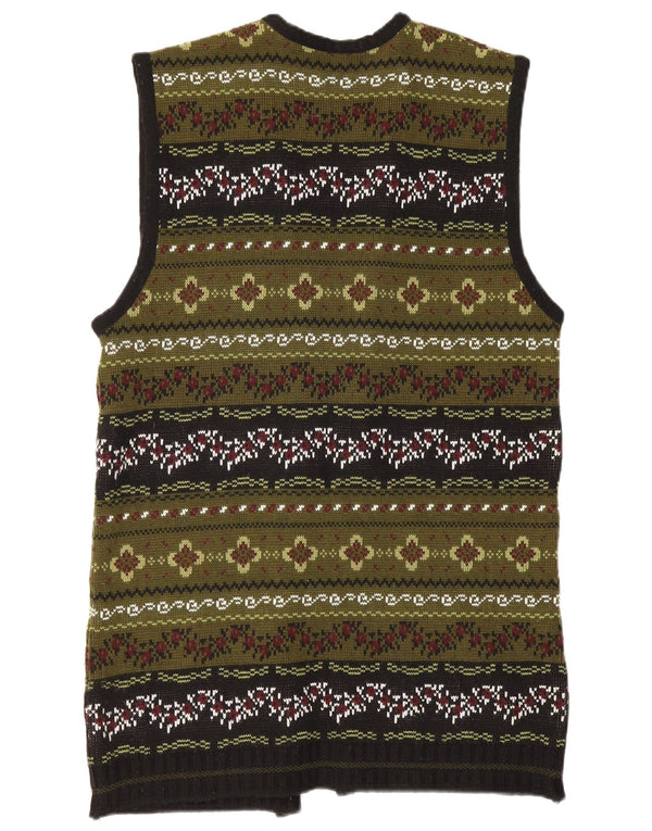 Vintage Damen Longline Ärmelloser Cardigan Pullover UK 12 Mittelgrün