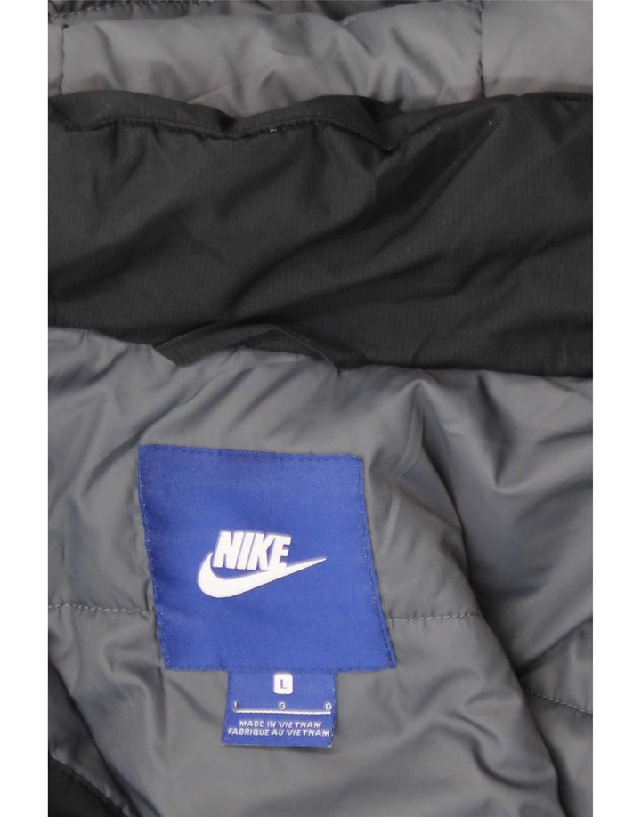 Nike Herren-Jacke mit Kapuze, gepolstert, Größe 40, Größe L, Schwarz, Polyester