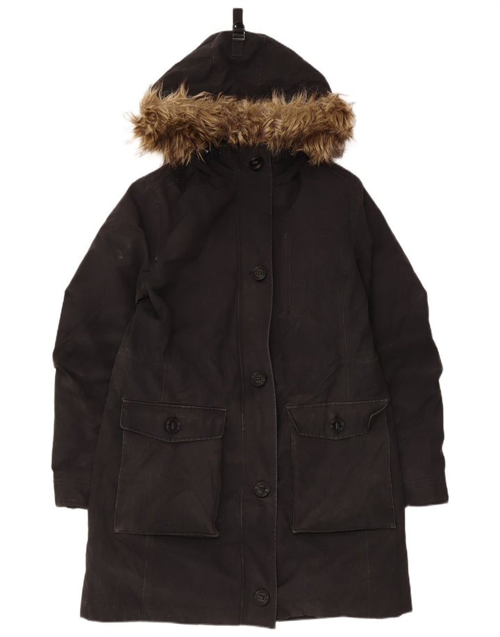 Marks & Spencer Damen Kapuzenmantel UK 12 Medium Schwarz Polyester