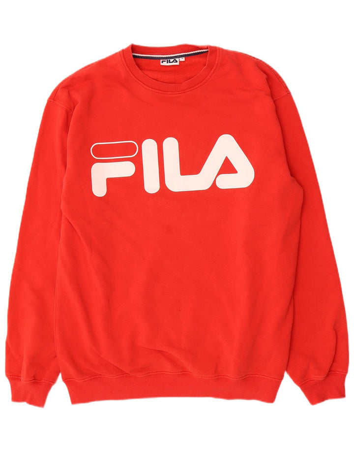 Fila Herren Grafik-Sweatshirt-Pullover aus mittelroter Baumwolle