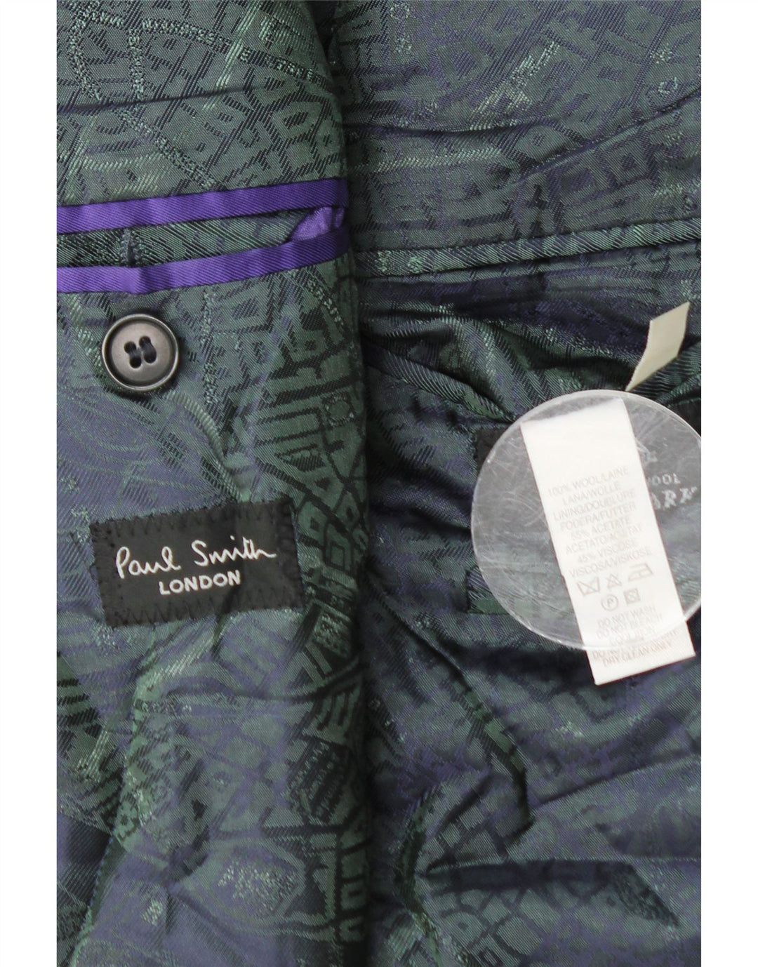 Paul Smith Herren-Blazer mit 3 Knöpfen, UK 40, große marineblaue Gingham-Wolle