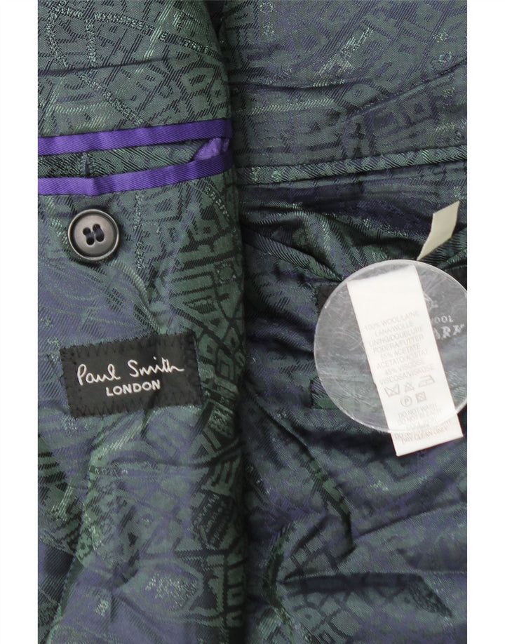 Paul Smith Herren-Blazer mit 3 Knöpfen, UK 40, große marineblaue Gingham-Wolle