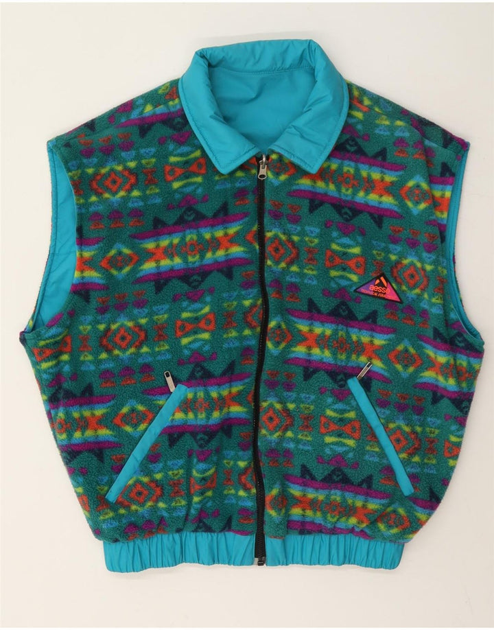 Aesse Herren Loose Fit Wendeweste UK 38 Mittelblaues geometrisches Polyamid