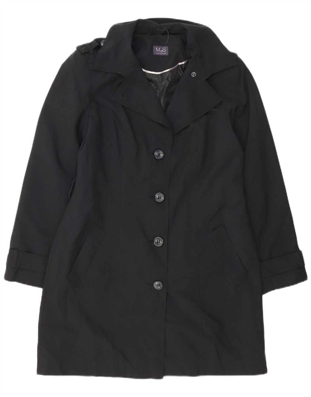 Marks & Spencer Damen Trenchcoat UK 14 Large Schwarz Polyester