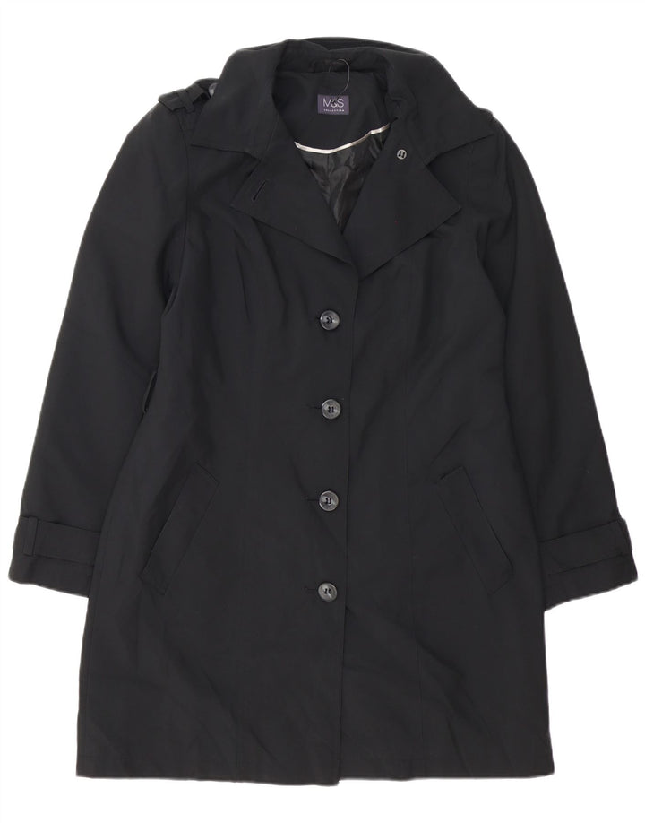 Marks & Spencer Damen Trenchcoat UK 14 Large Schwarz Polyester