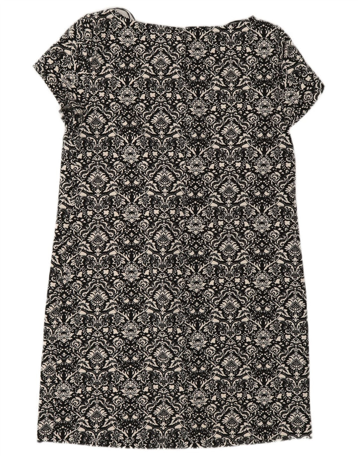 Zara Damen Etuikleid UK 10 Small Schwarz geblümtes Polyester