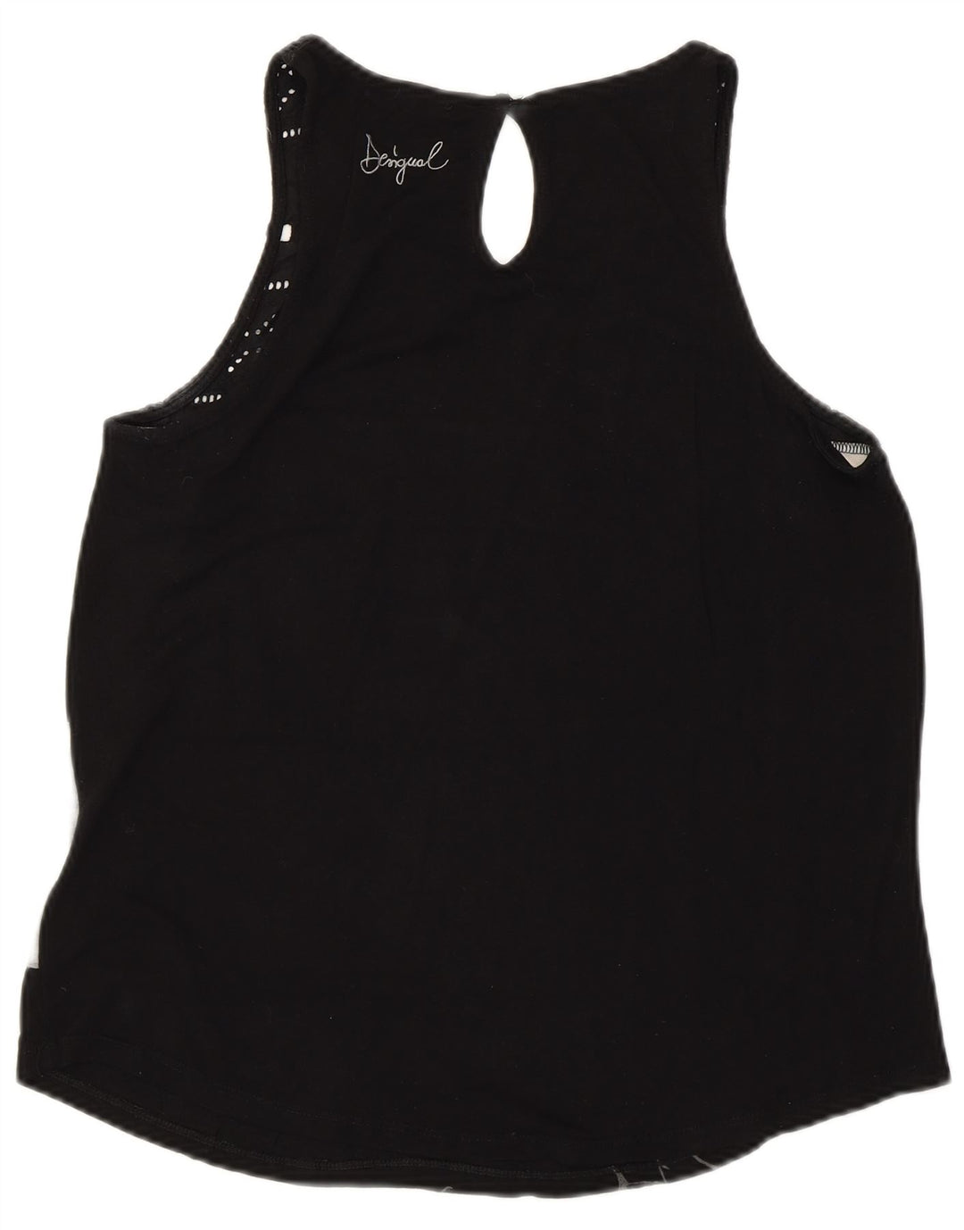 DESIGUAL Damen Graphic Vest Top UK 14 Large Schwarz gestreift