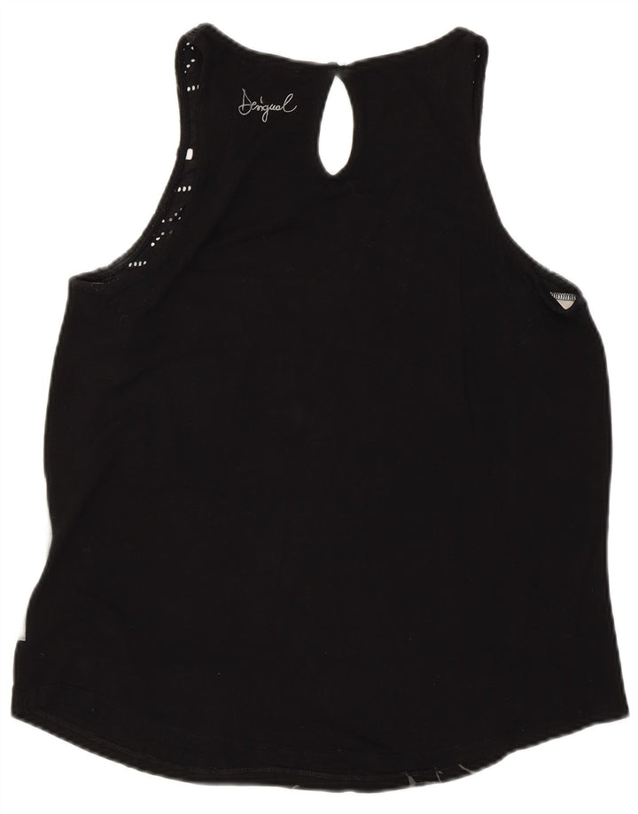 DESIGUAL Damen Graphic Vest Top UK 14 Large Schwarz gestreift