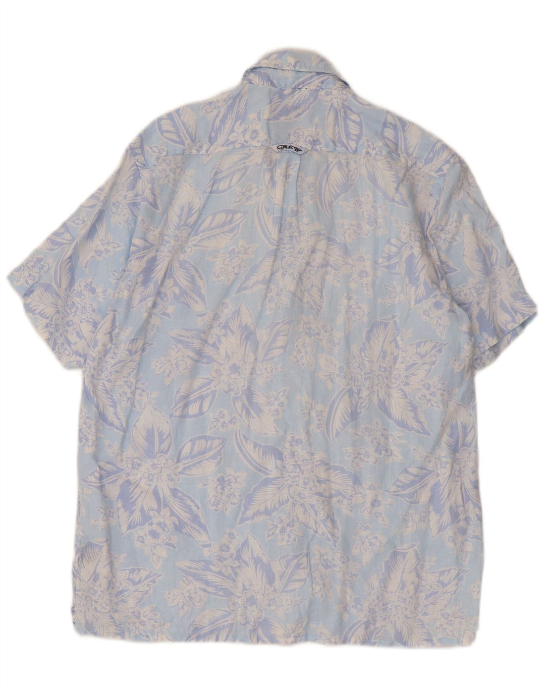 Crew Clothing Herren-Kurzarmhemd aus mittelblauem, geblümtem Leinen