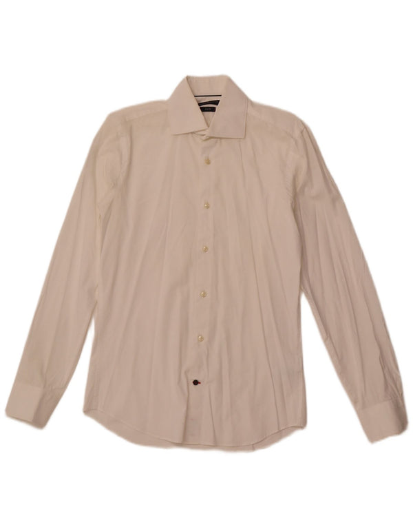 Tommy Hilfiger Mens Tailored Shirt Size 37 14 1/2 Small Off White Cotton