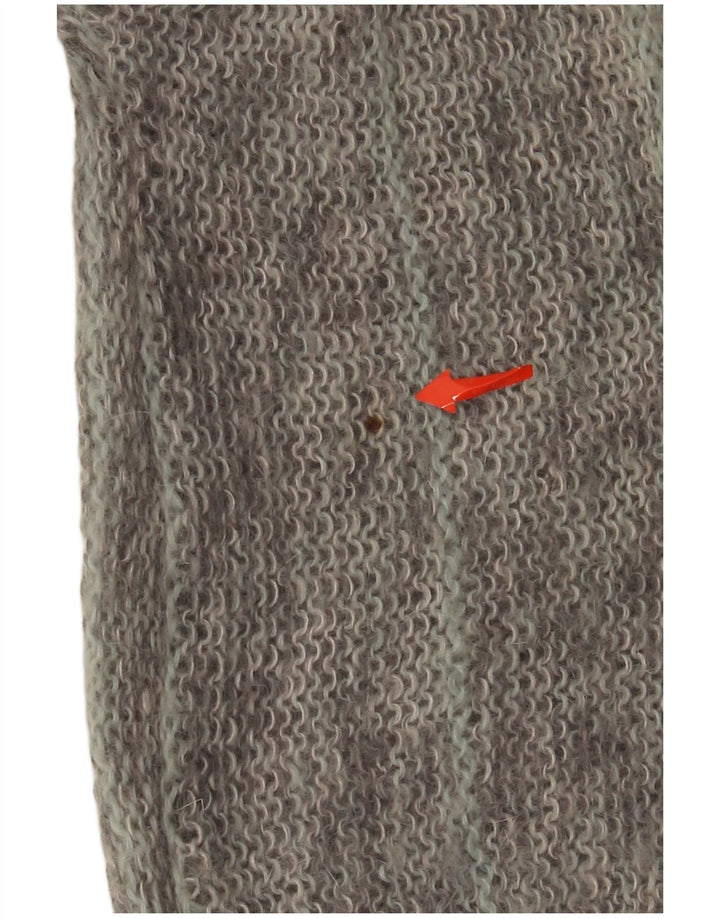 Vintage Damen Cardigan Pullover UK 18 XL Grau gestreift