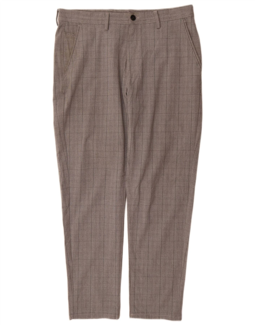 Zara Slim Chino-Hose für Herren, EU 42, groß, W32, L30, grau kariertes Polyester