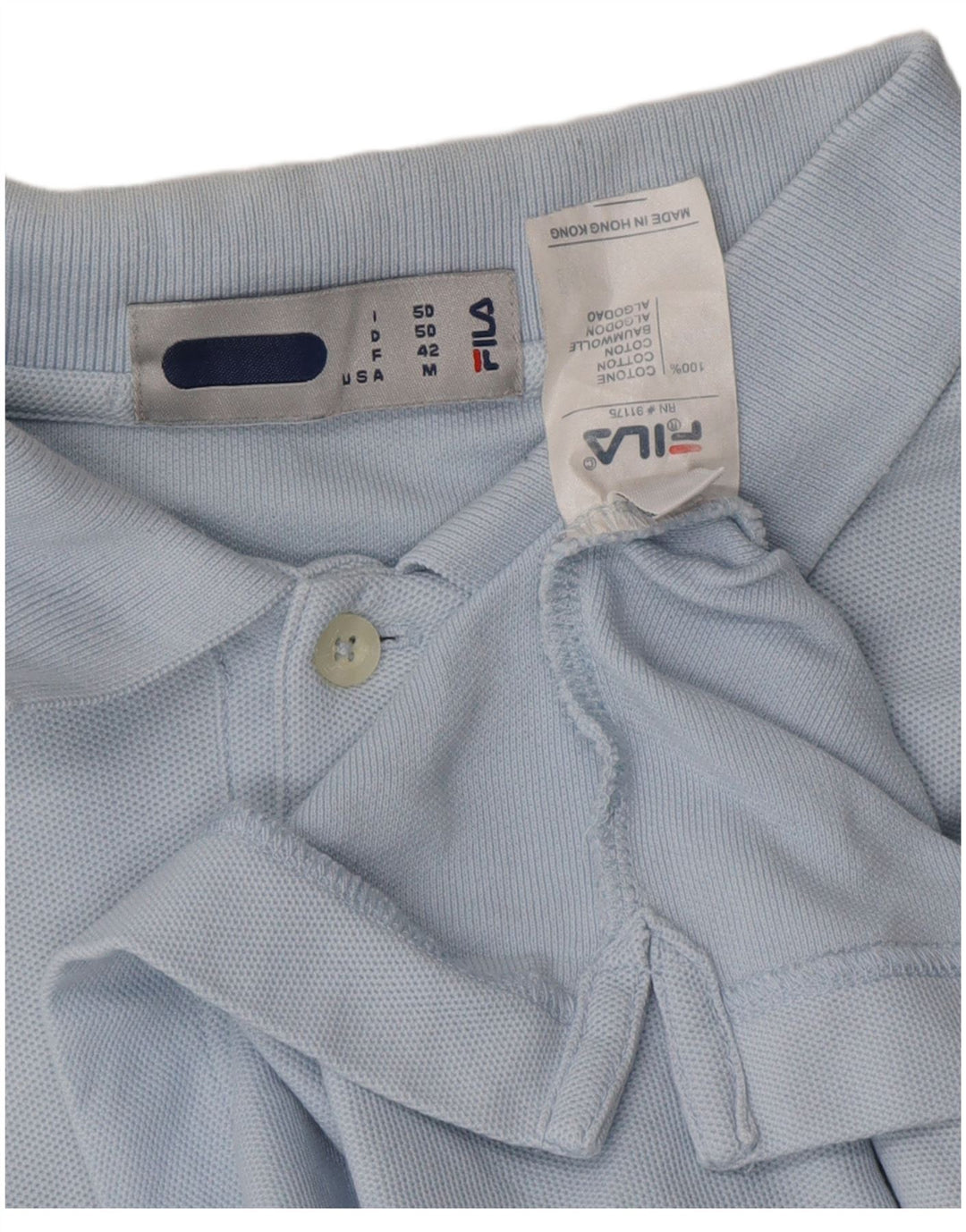 FILA Herren-Poloshirt mit lockerer Passform, langärmelig, IT 50, mittelblaue Baumwolle