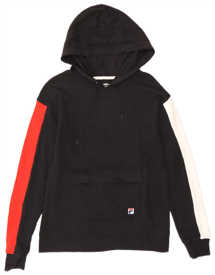 Fila Damen Kapuzenpullover UK 14 Mittelschwarz Farbblock