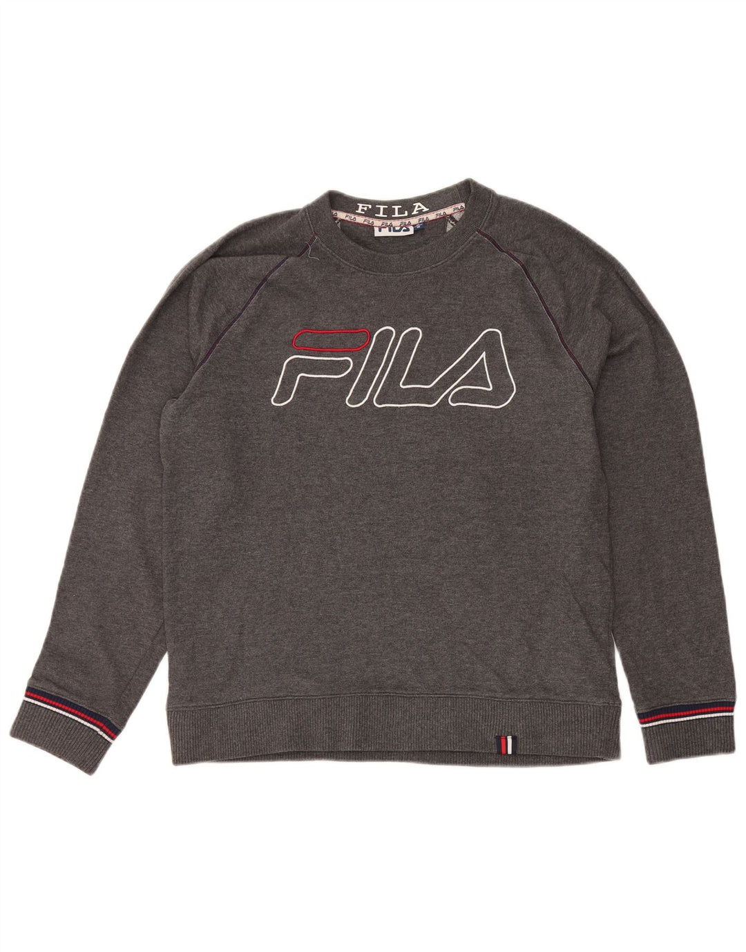 Fila Herren Grafik-Sweatshirt-Pullover aus mittelgrau gesprenkelter Baumwolle
