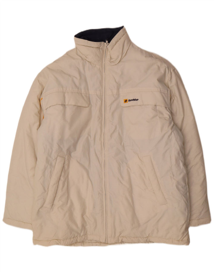 Lotto Herren gepolsterter Mantel IT 46/50 Medium Off White Nylon
