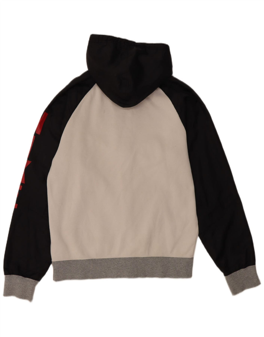 Nike Herren-Kapuzenpullover mit grafischem Reißverschluss, Mittelschwarz, Colourblock-Baumwolle