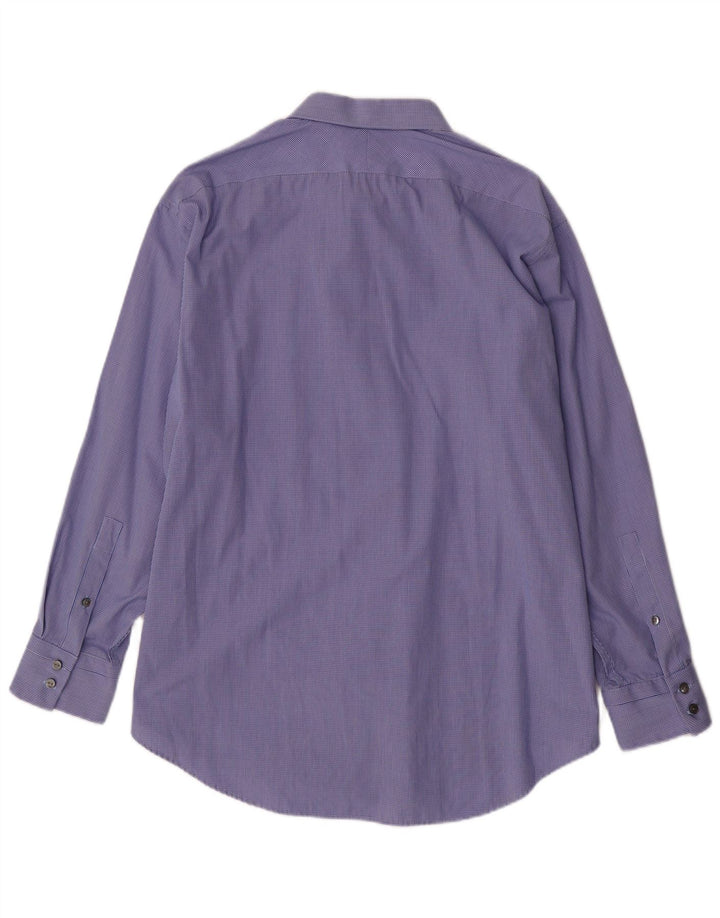 CALVIN KLEIN Herren-Slim-Fit-Hemd, Größe 17 1/2 XL, blau karierte Baumwolle