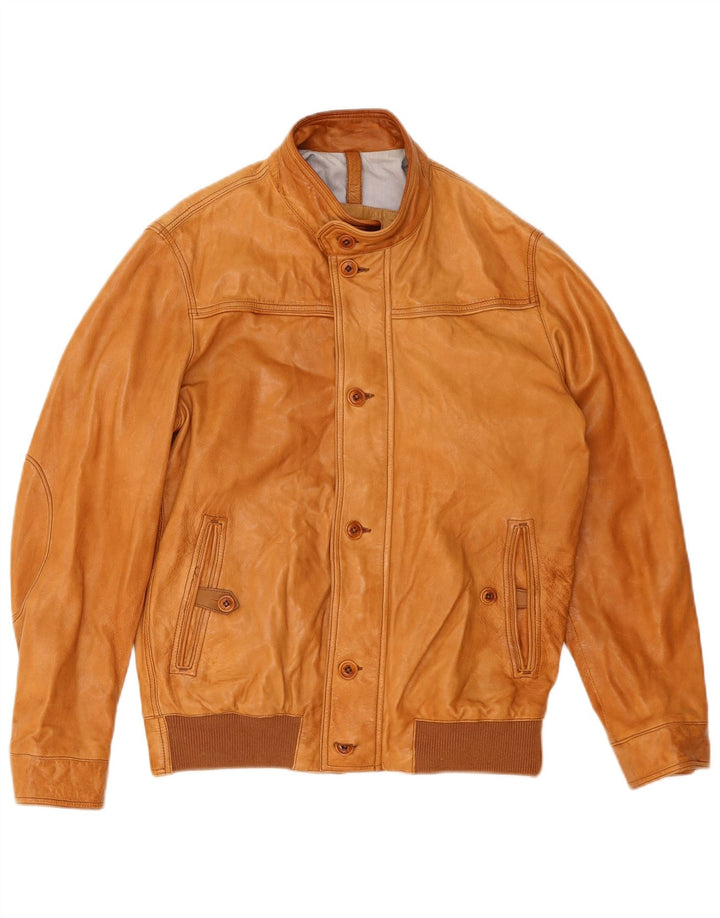 Massimo Dutti Herren Lederjacke UK 40 Großes braunes Leder