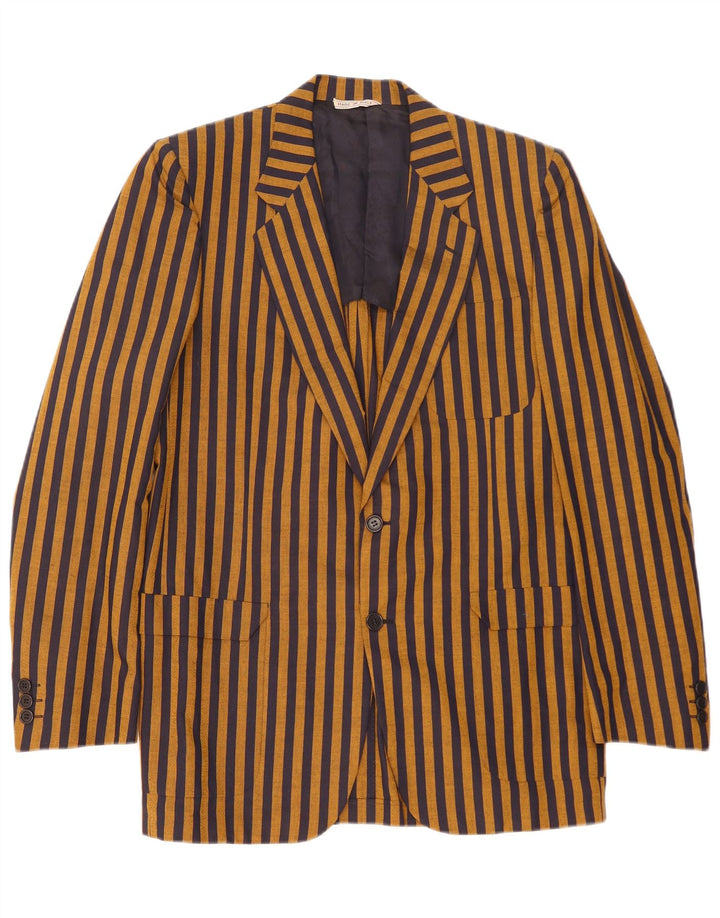 Mabro Herren-Blazer mit 2 Knöpfen, UK 38, mittelbraun, Nadelstreifen-Baumwolle