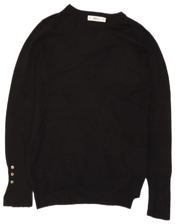 Zara Damen-Pullover mit U-Boot-Ausschnitt, Gr. 12, mittelschwarz