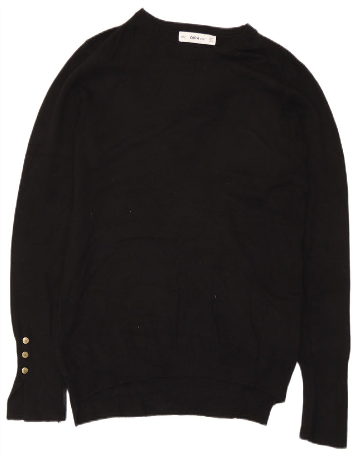 Zara Damen-Pullover mit U-Boot-Ausschnitt, Gr. 12, mittelschwarz