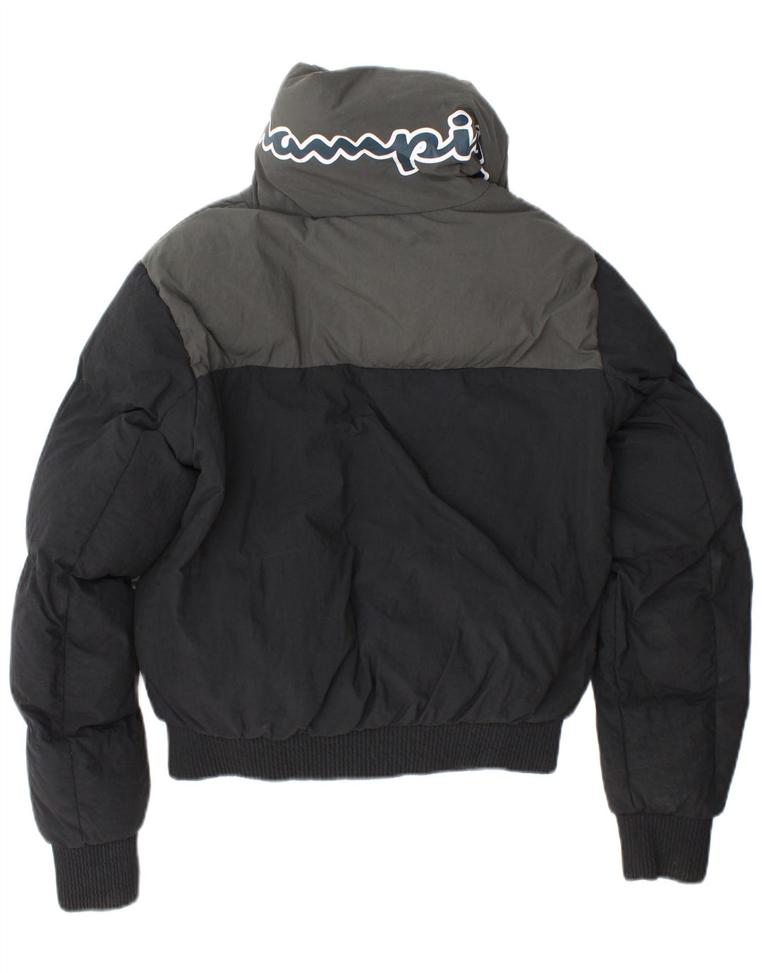 CHAMPION Womens Loose Fit Graphic Wattierte Jacke UK 6 XS Schwarz Farbblock