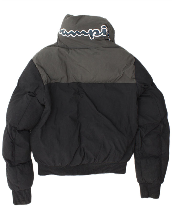 CHAMPION Womens Loose Fit Graphic Wattierte Jacke UK 6 XS Schwarz Farbblock