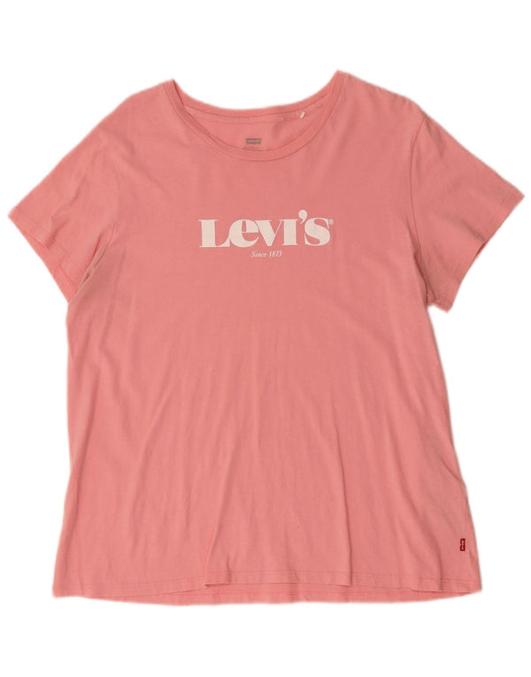 Levi's Damen Grafik-T-Shirt-Oberteil UK 18 XL Rosa Baumwolle