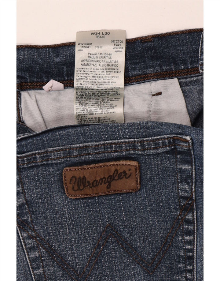 Wrangler Herren Texas Straight Jeans W34 L30 Blaue Baumwolle