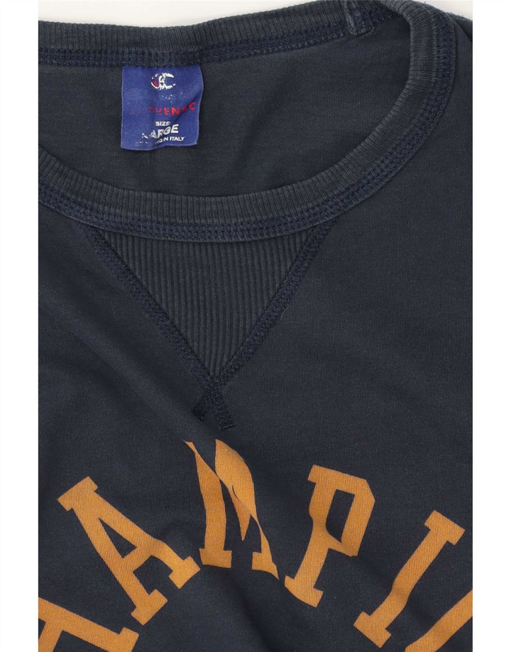 Champion Herren Grafik-Top, langärmelig, Größe L, Marineblau