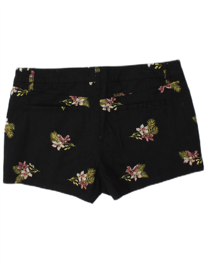VOLCOM Damen Chino-Shorts W29 Mittelschwarze geblümte Baumwolle