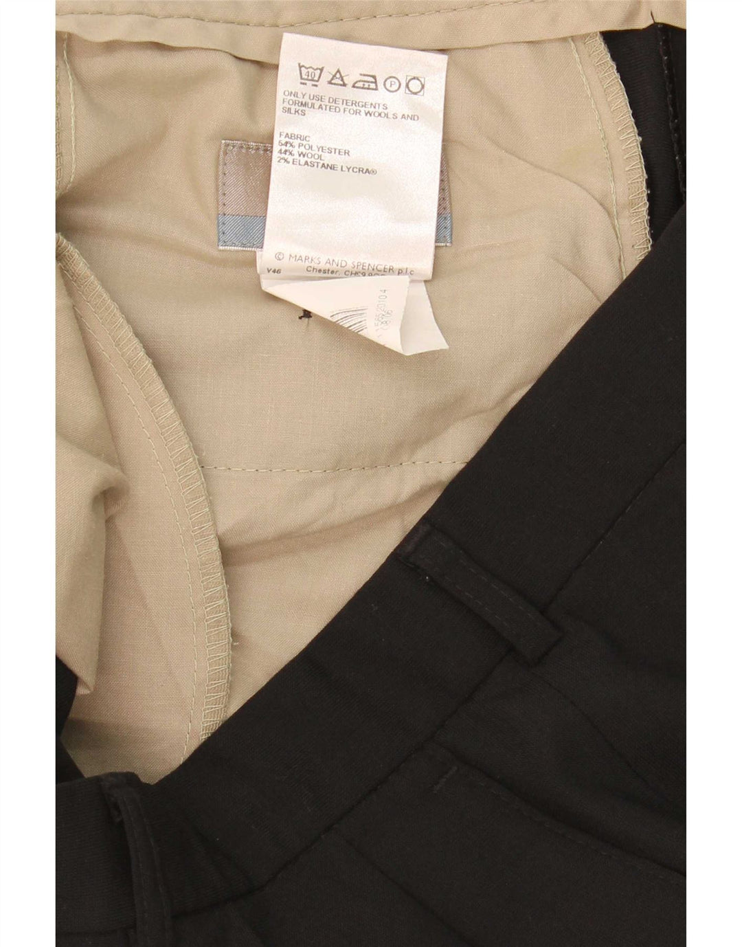 Marks & Spencer Herren-Anzughose mit Pegged-Anzug, W34, L33, schwarzes Polyester