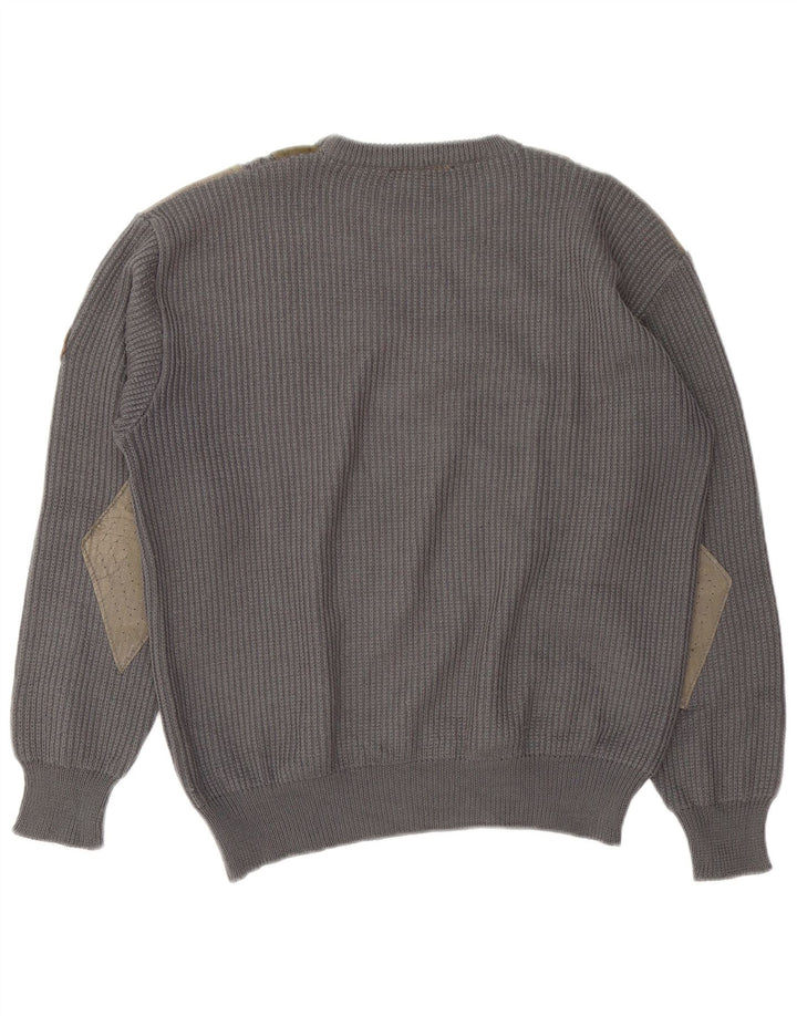 Andrea Celli Herren-Pullover mit Rundhalsausschnitt, große graue Colourblock-Wolle