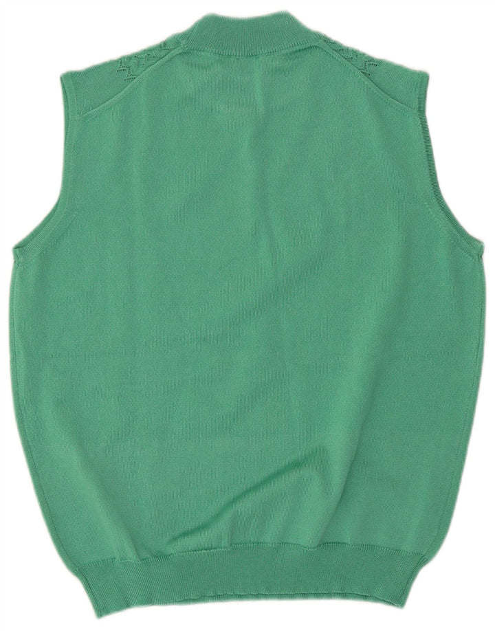 Vintage Damen Weste Tank Top UK 14 Mittelgrünes Acetat
