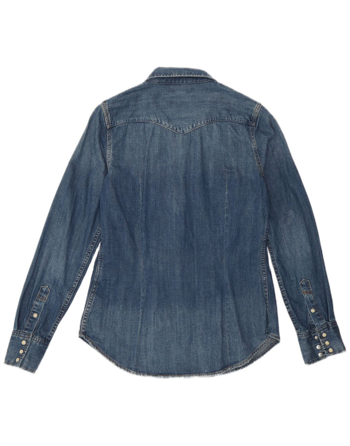 Levi's Damen Jeanshemd UK 10 Small Blau Baumwolle