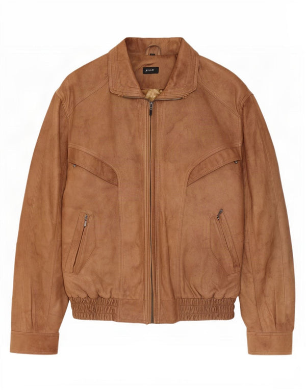 Gina Herren Lederjacke IT 54 2XL Braune Viskose