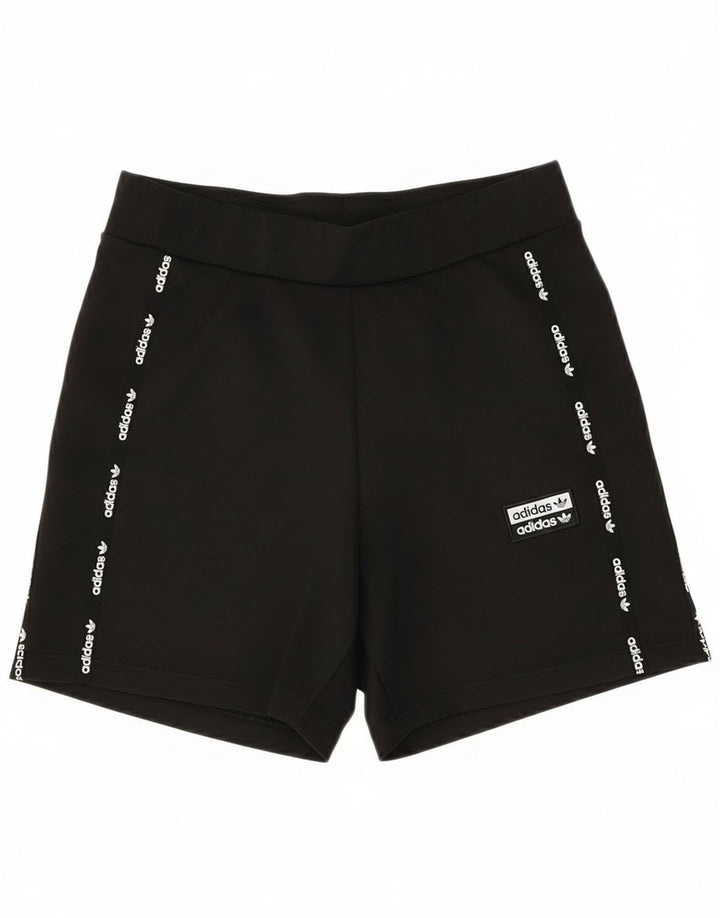 Adidas Damen Graphic Sport Shorts UK 10 Small Schwarz Polyester