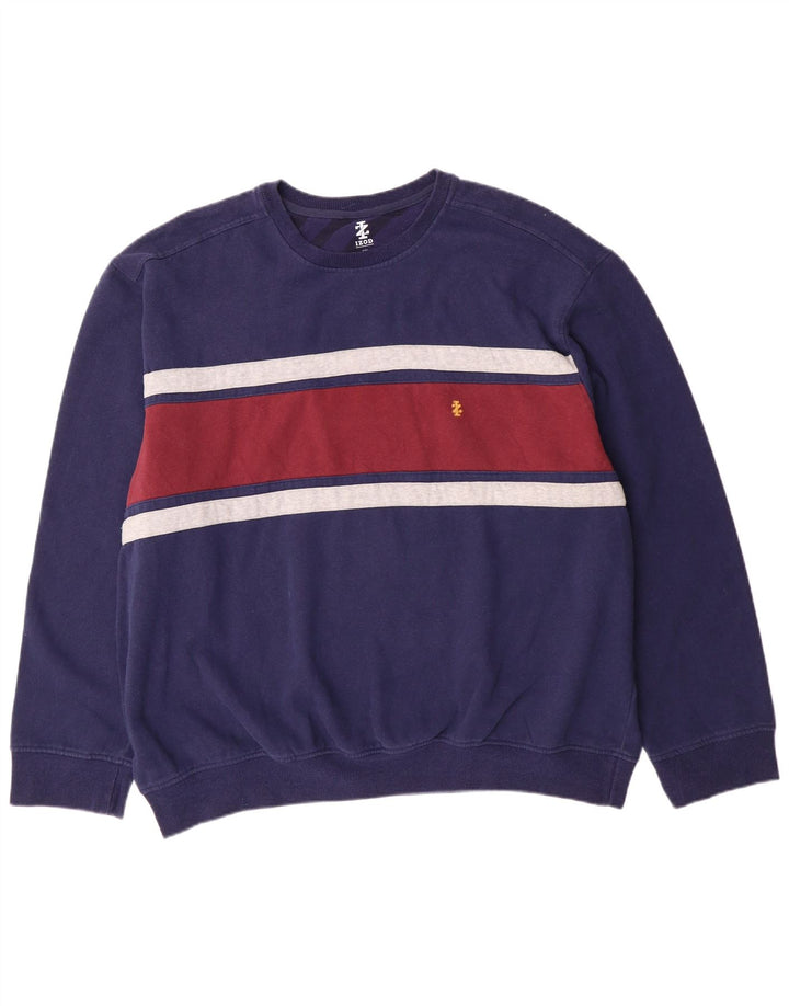 Izod Herren-Sweatshirt, Pullover, 2XL, marineblau, gestreift, Baumwolle