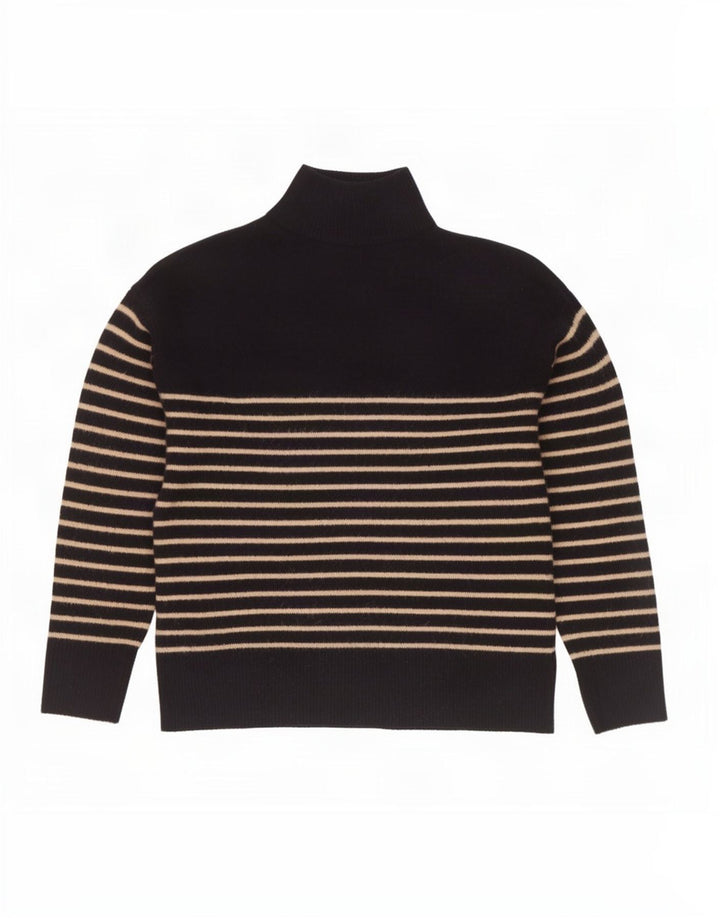 Zara Damen-Pullover mit Knopfkragen, Gr. 14, mittelmarineblau gestreift