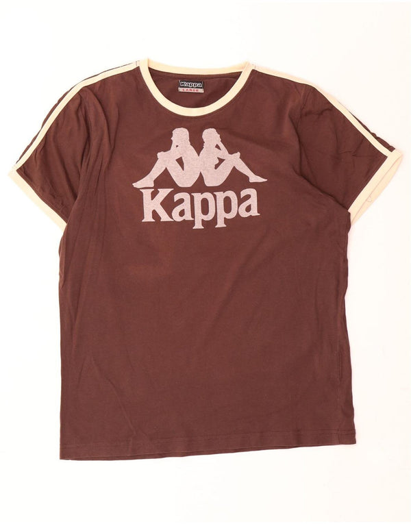 Kappa Herren-T-Shirt mit Grafik, groß, braune Baumwolle