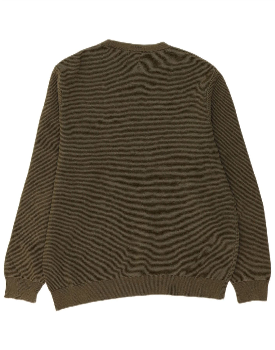 Zara Herren-Pullover mit Rundhalsausschnitt, groß, Khaki, Baumwolle