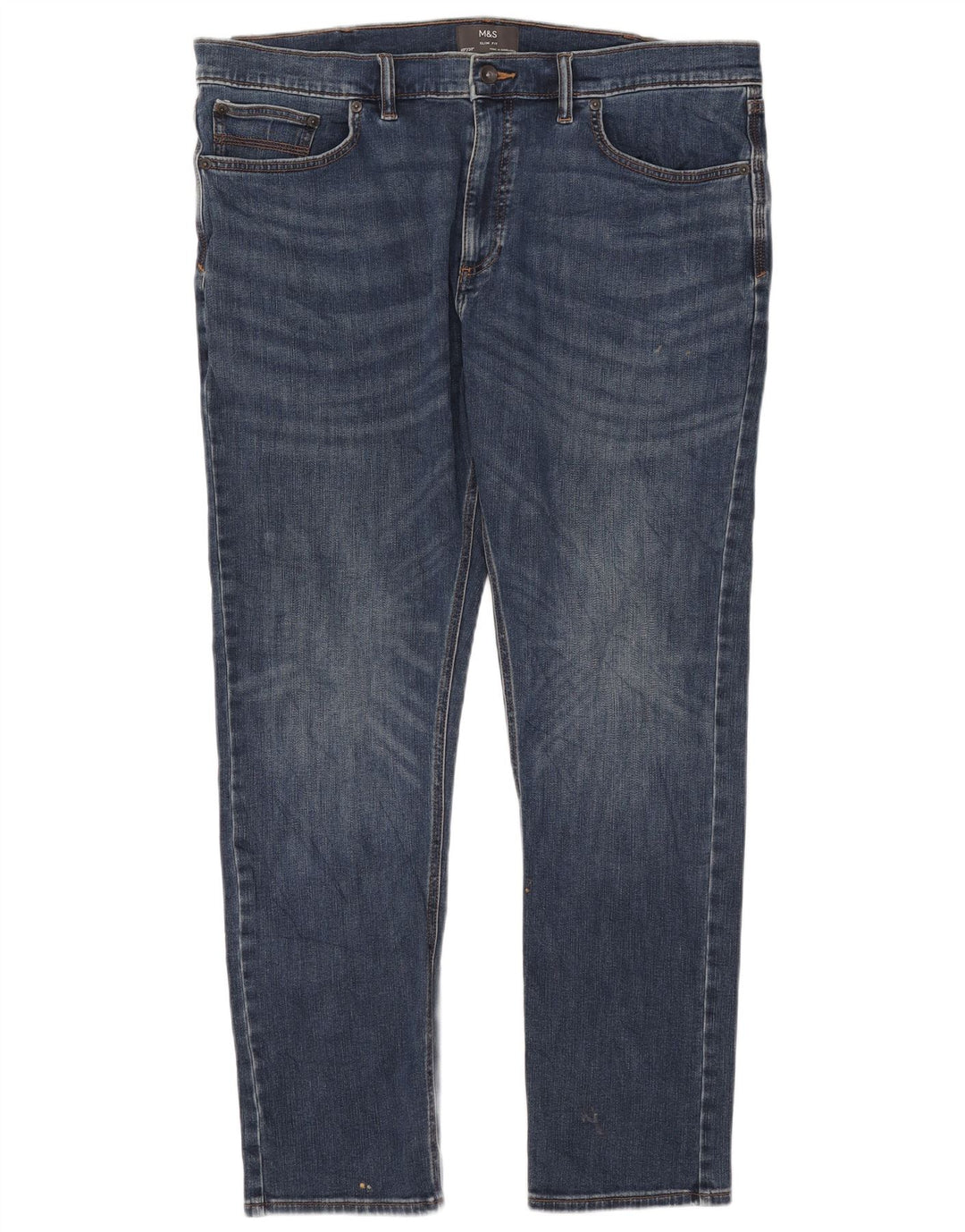 Marks & Spencer Herren Slim Jeans W40 L31 Blaue Baumwolle