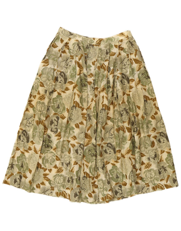 Benetton Damen Faltenrock Small W26 Grün geblümt